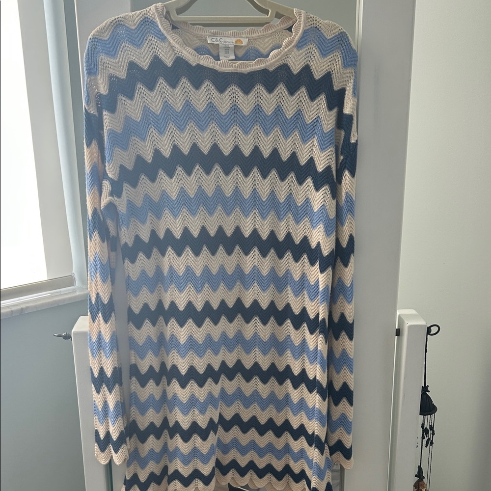 C&C California Blue and Cream Chevron cover up